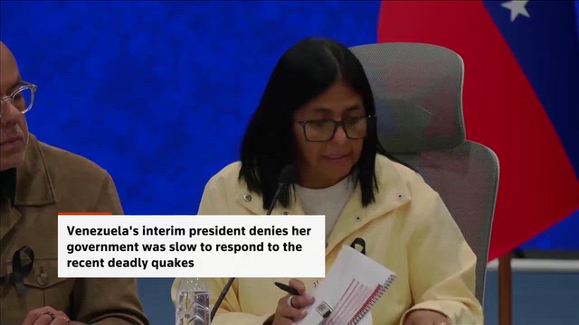 Venezuela's Rodriguez defends her government's quake response